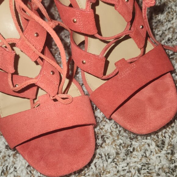 Michael Kors Sofia Platform Sandals Size 9 - Dusty Red Suede - Picture 4 of 11